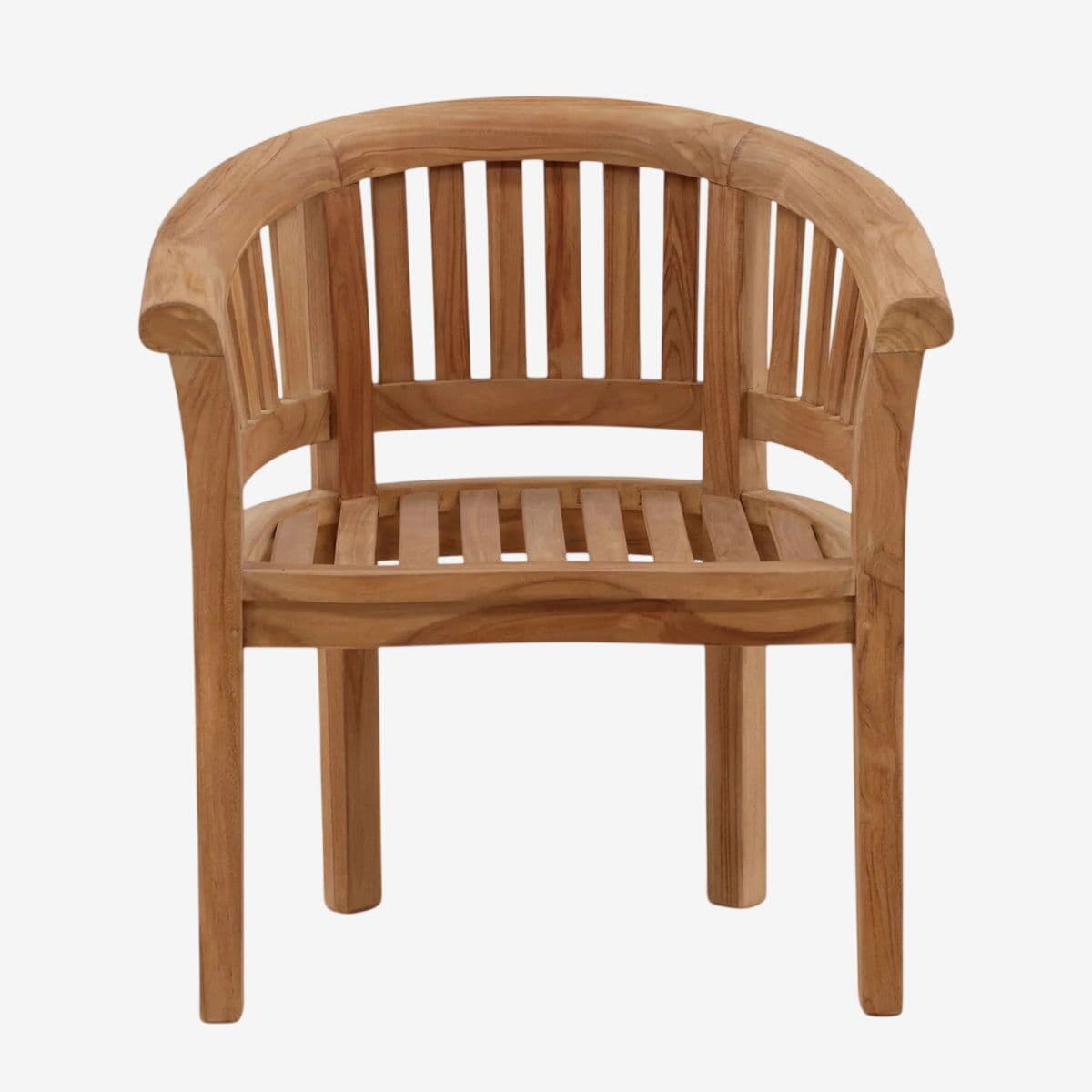 Outdoor Slatted Teak Horseshoe Chair - Image 1