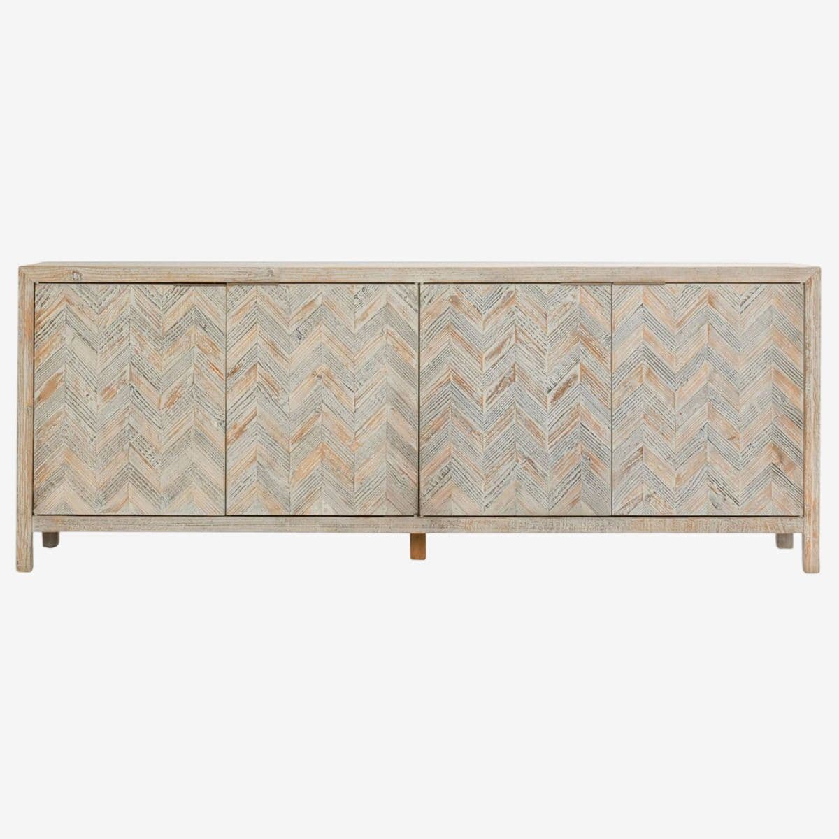 Chevron Washed Wood Sideboard - Image 1