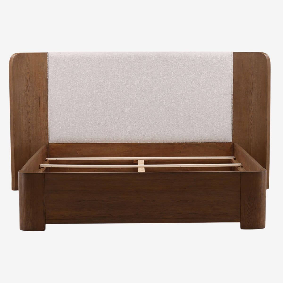 Rounded Oak & Boucle King Bed - Image 1