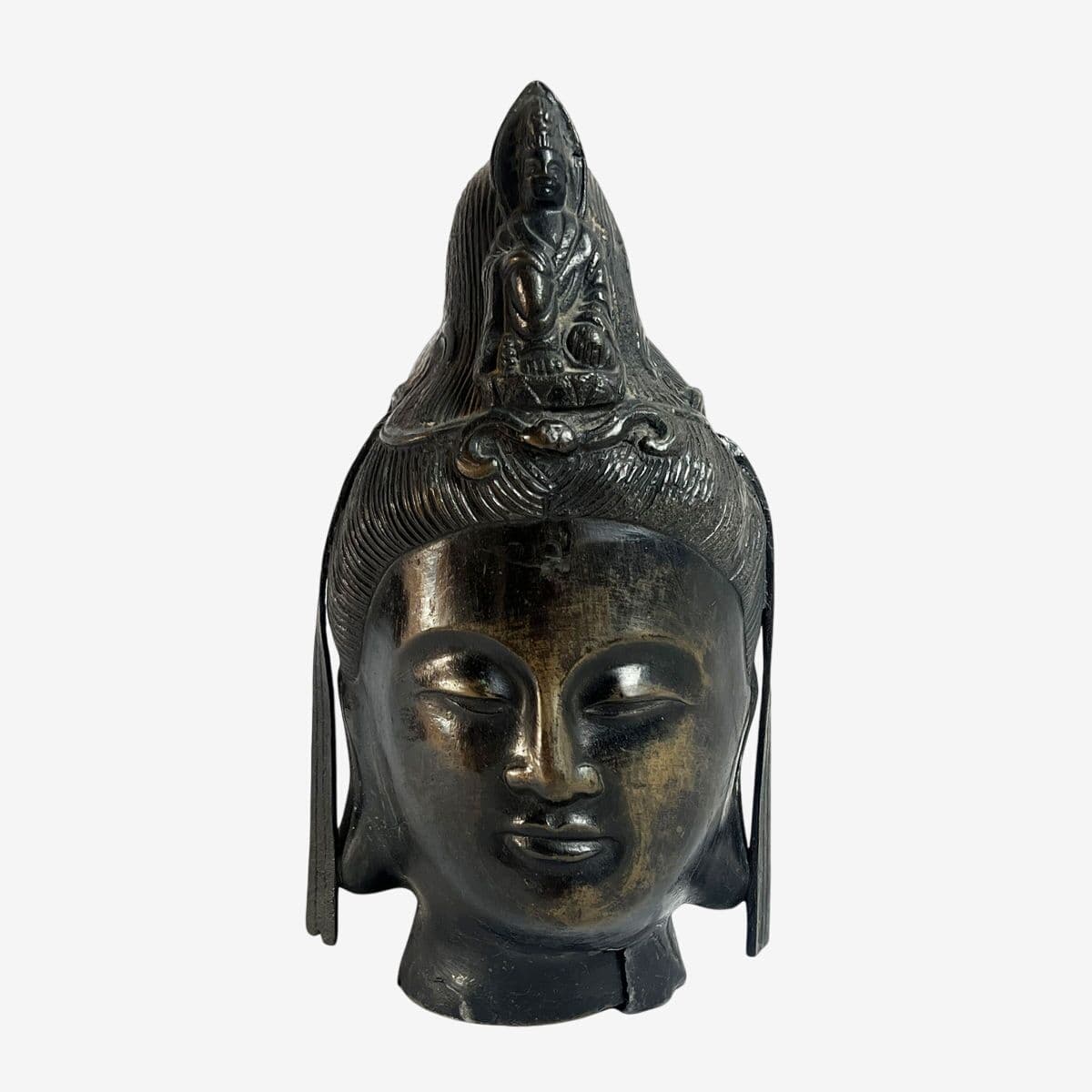 Antique Bronze Quan Yin Head - Image 1