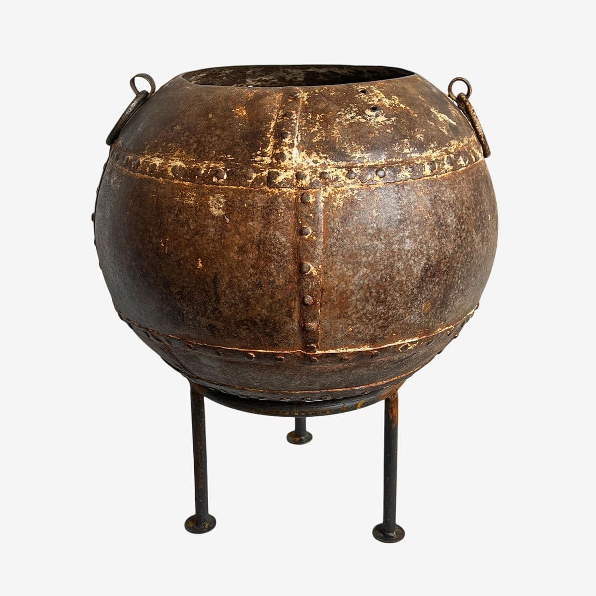 Vintage Iron Rivet Pot Planter - Image 1