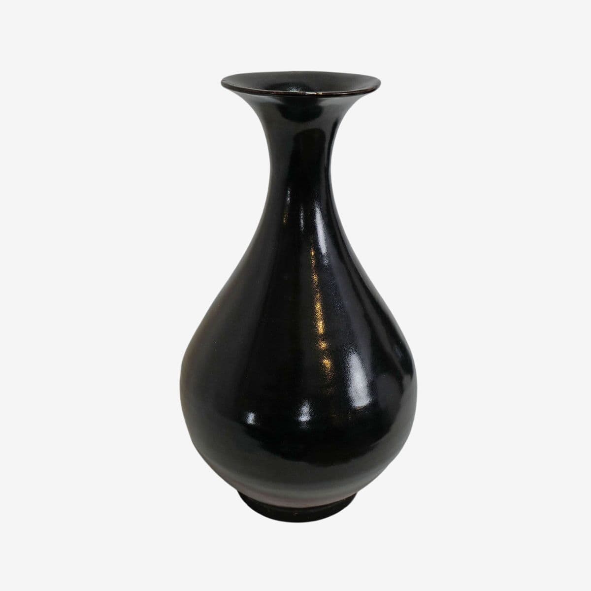 Vintage Style Black Ceramic Flute Vase - Image 1