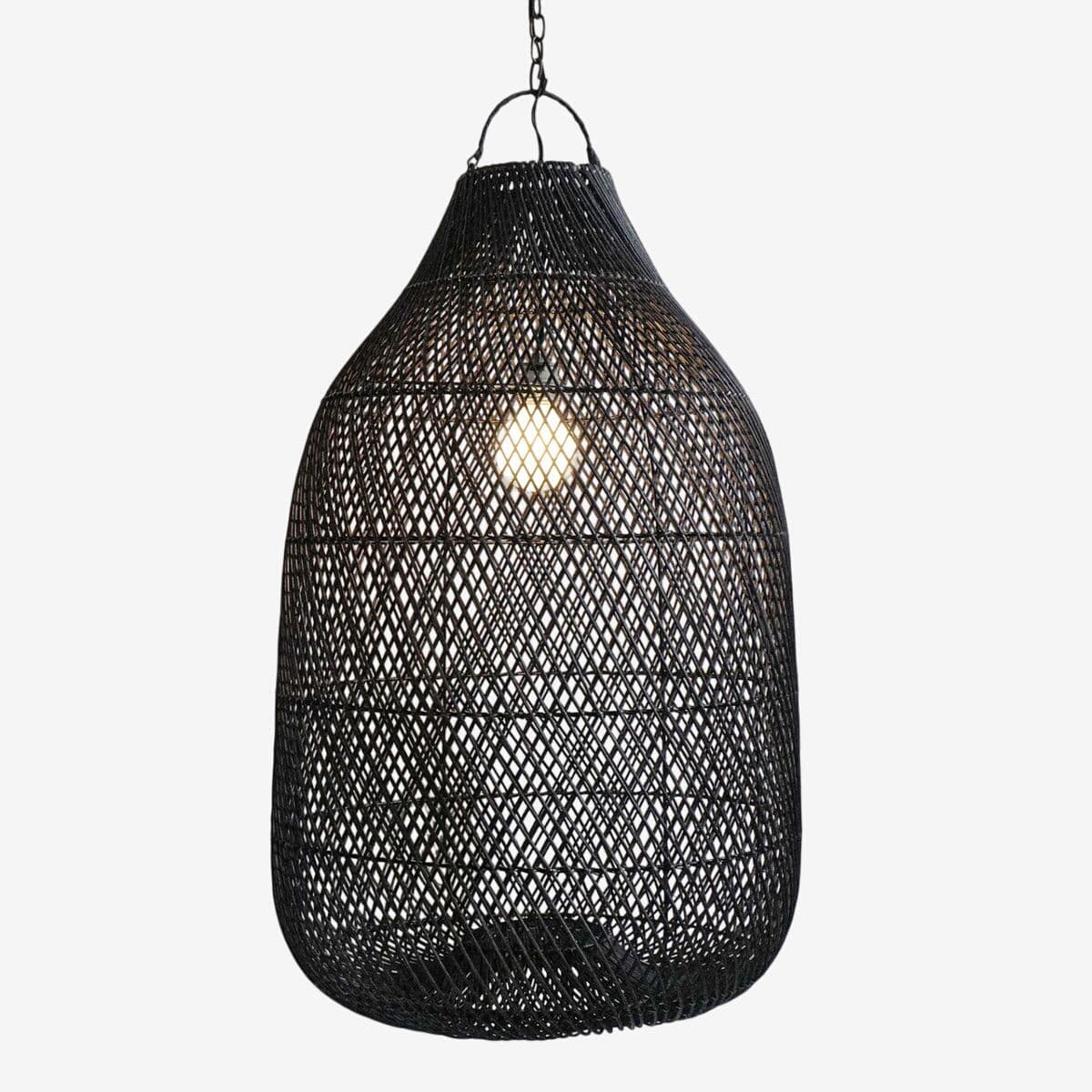 Black Wicker Bottle Lantern Large - Image 1