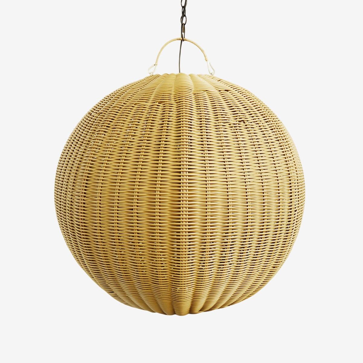 Faux Rattan Globe Lantern Medium - Image 1