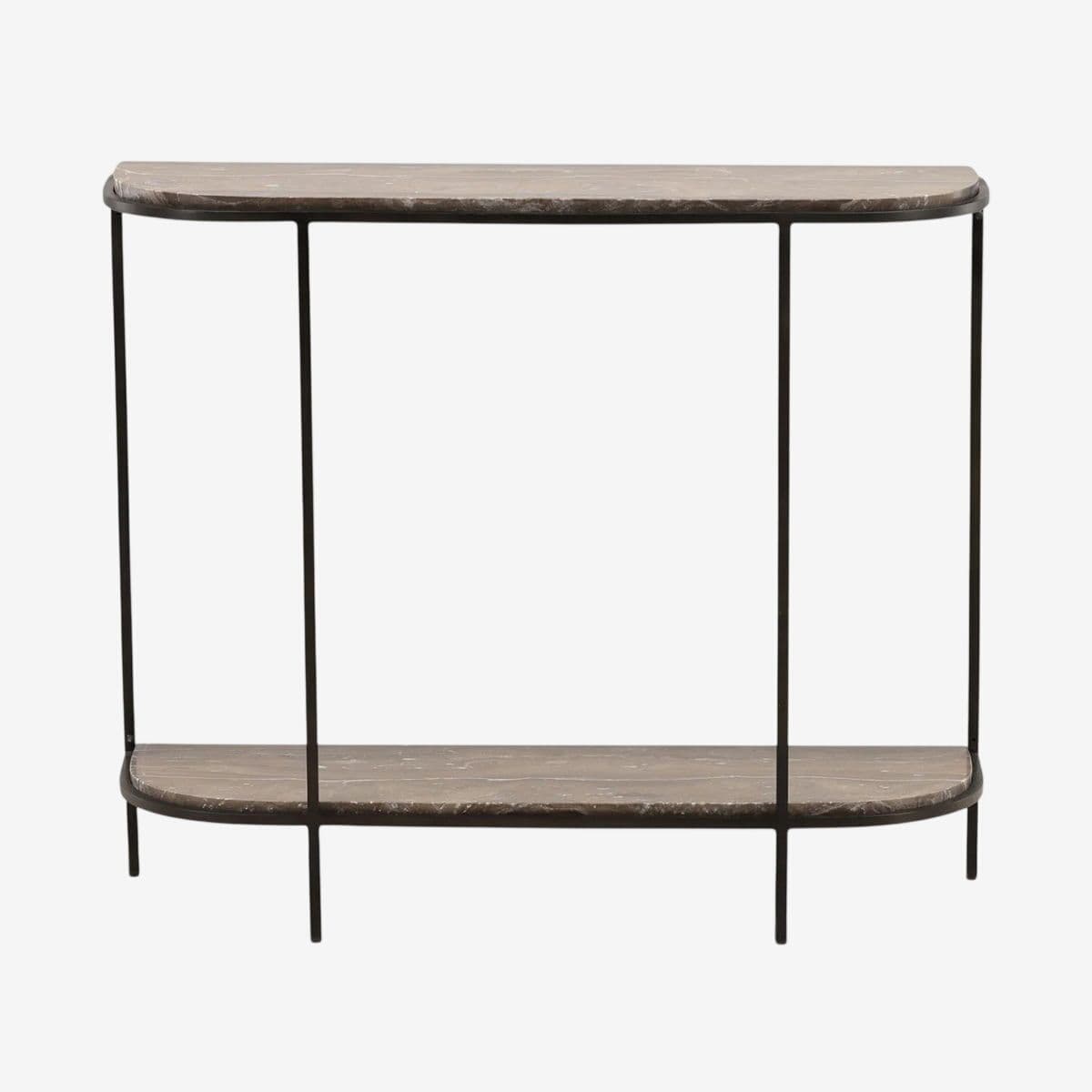 Rounded Taupe Marble & Iron Console - Image 1