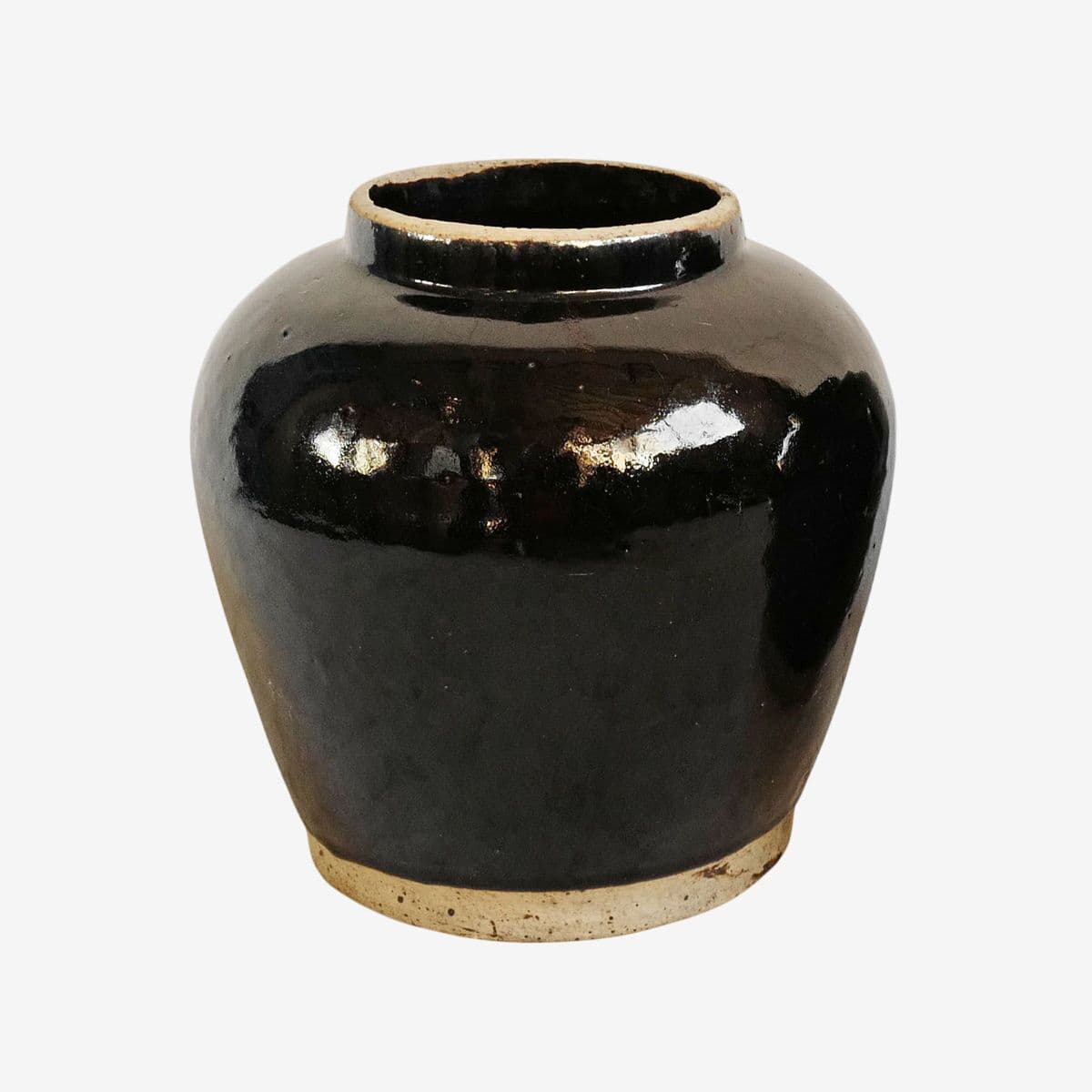 Vintage Black Ceramic Jar - Image 1