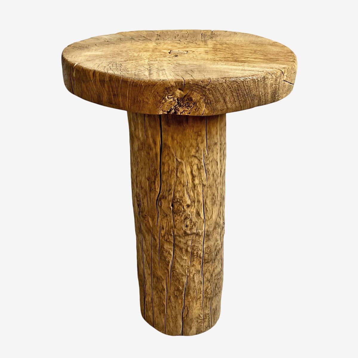 Rustic Log Round Side Table - Image 1