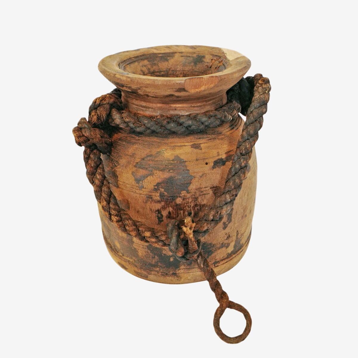 Old India Wood Pot - Image 1