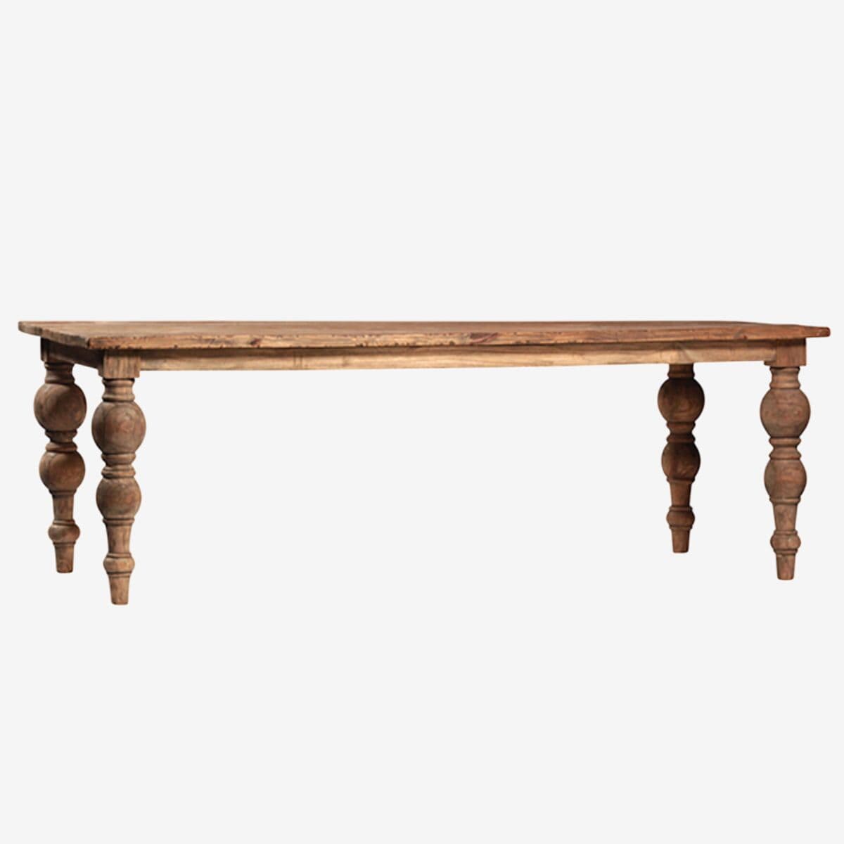 Reclaimed Elm Ball Leg Table 94 - Image 1