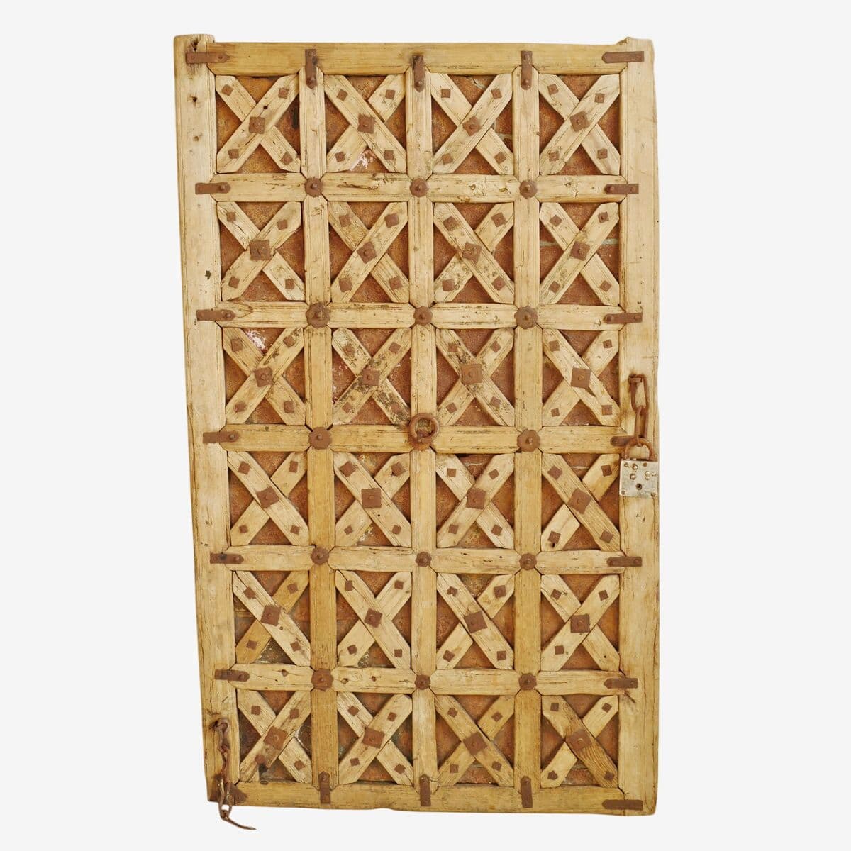 Old Teak Wood & Iron Door Panel - Image 1