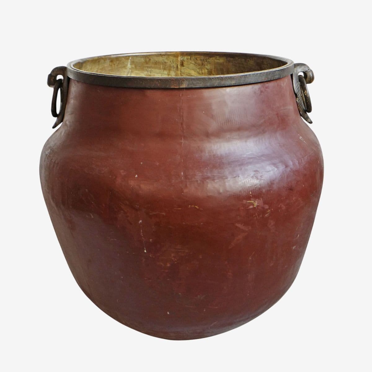 Large Antique Red Raja Bronze Pot - Image 1