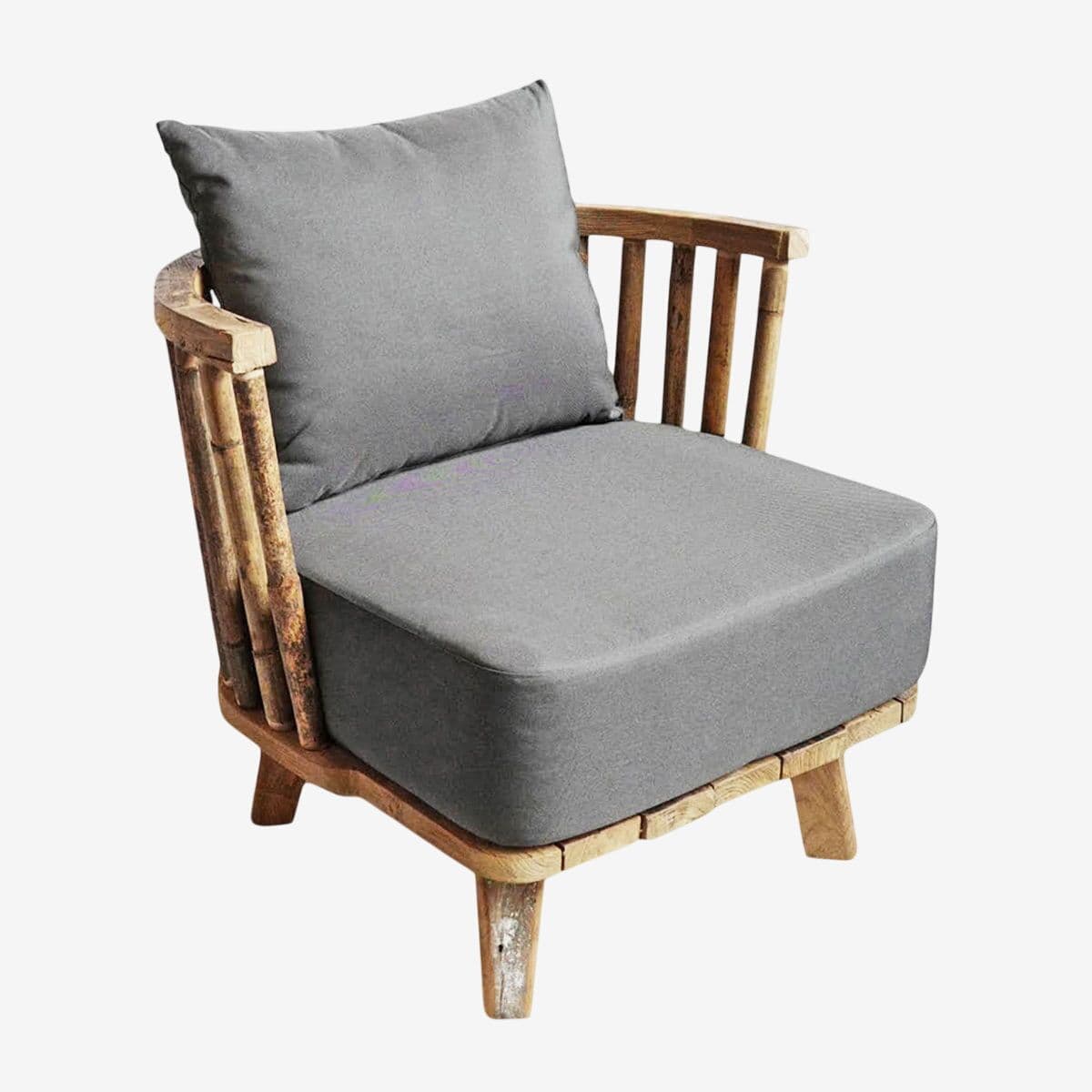 Salvaged Teak & Bamboo Outdoor Club Chair - Image 1