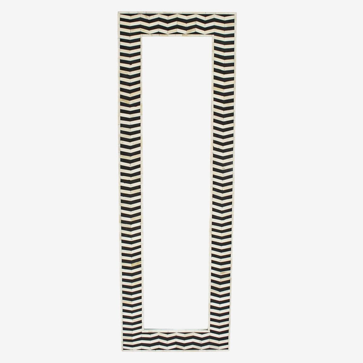 Black & White Zig-Zag Inlay Mirror - Image 1