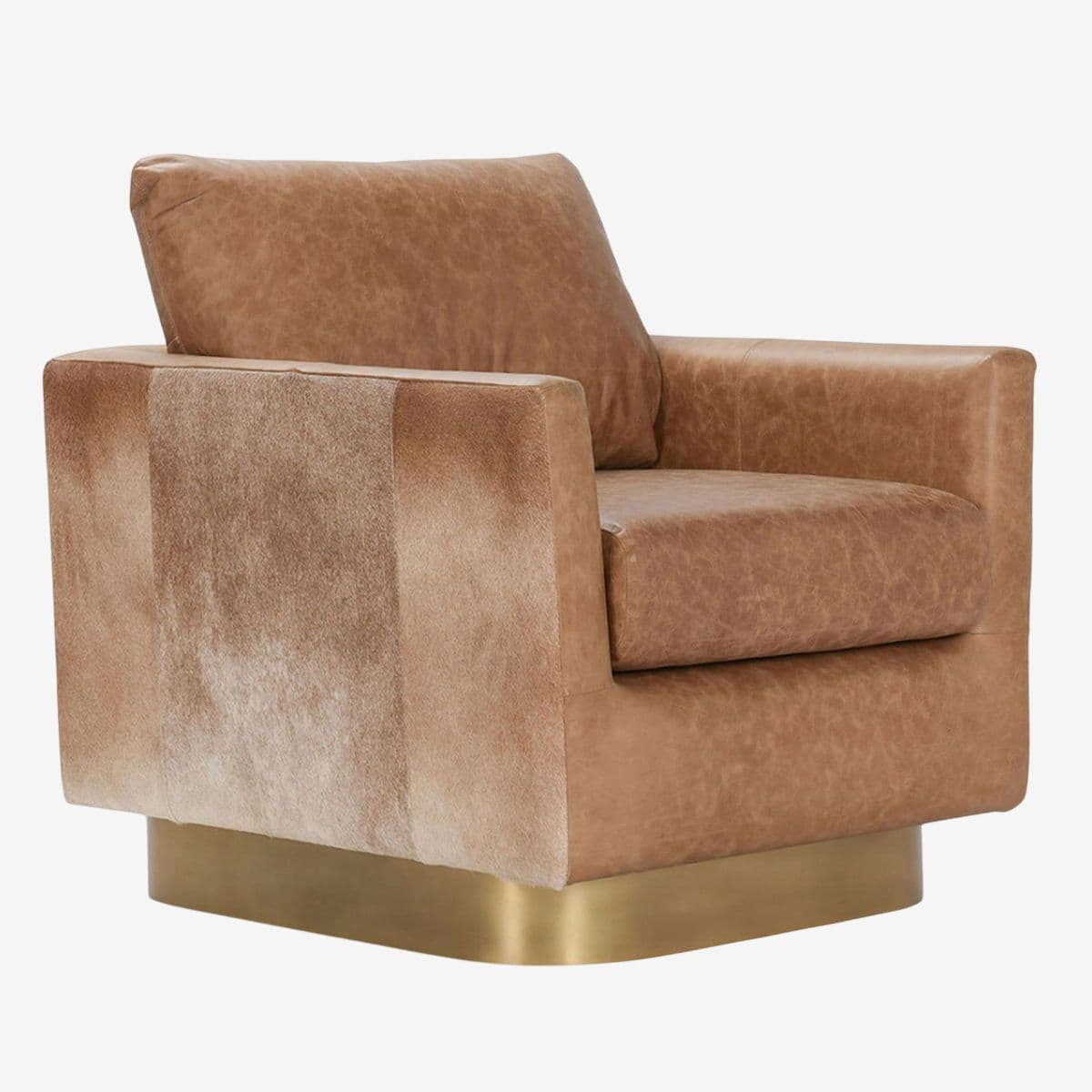 Caramel Leather & Hide Accent Chair - Image 1