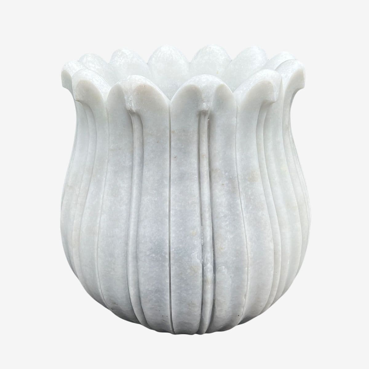 White Marble Lotus Flower Planter Pot - Image 1