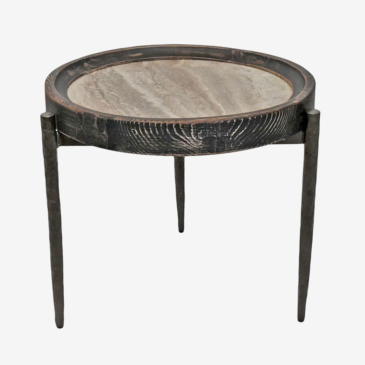 Alpine Marble & Elm Side Table - Image 1