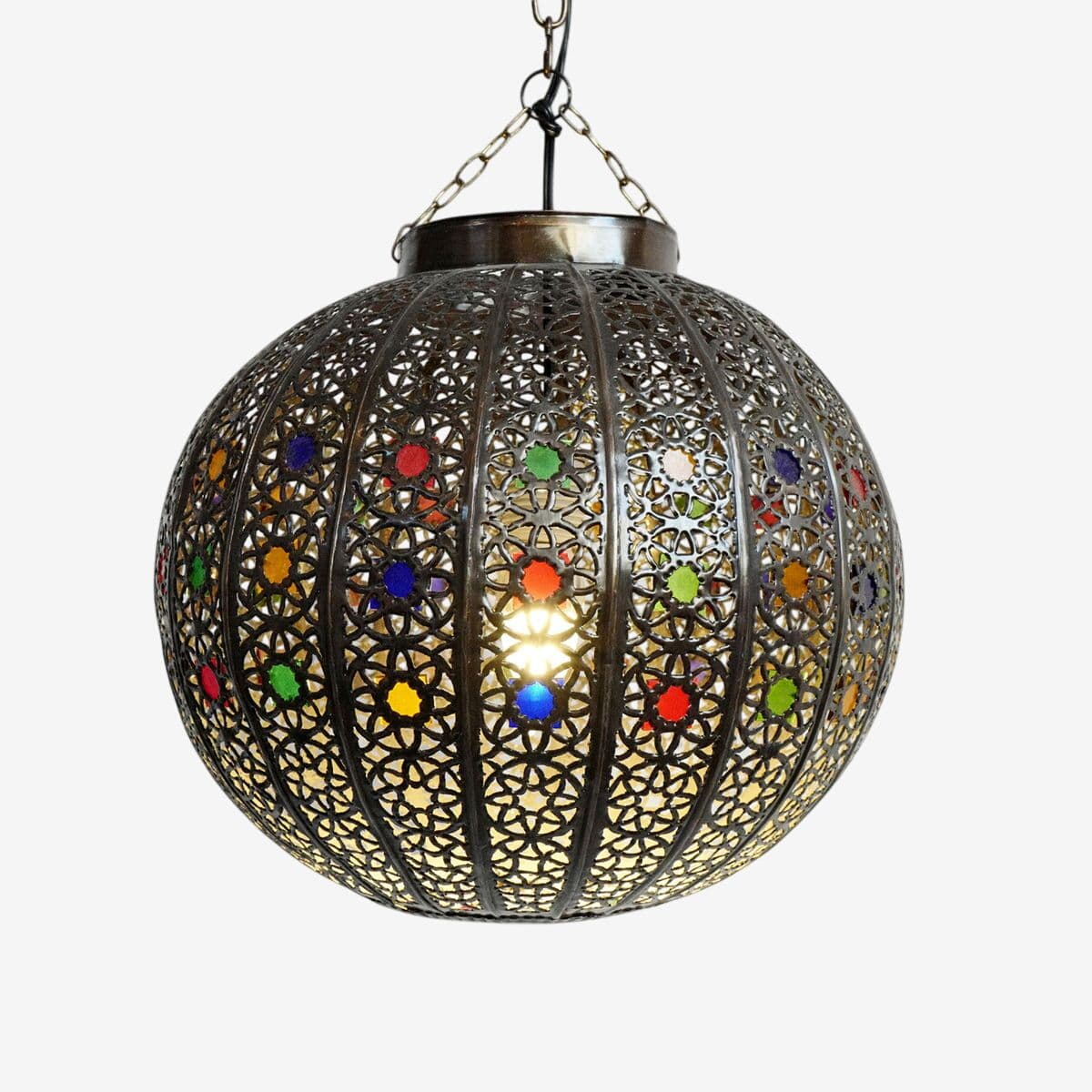 Moroccan Bronzed Riad Pumpkin Lantern - Image 1