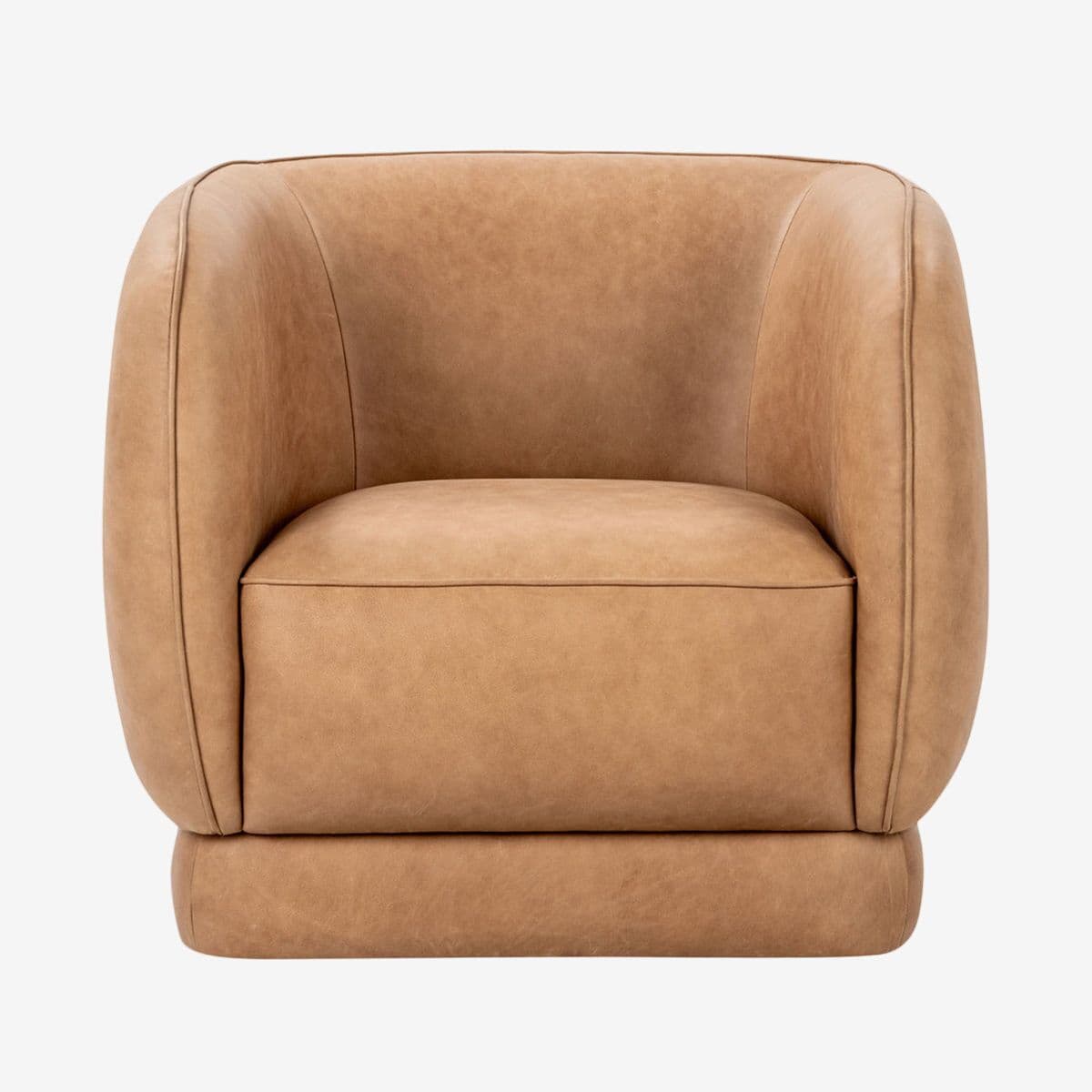 Tan Leather Modern Accent Chair - Image 1