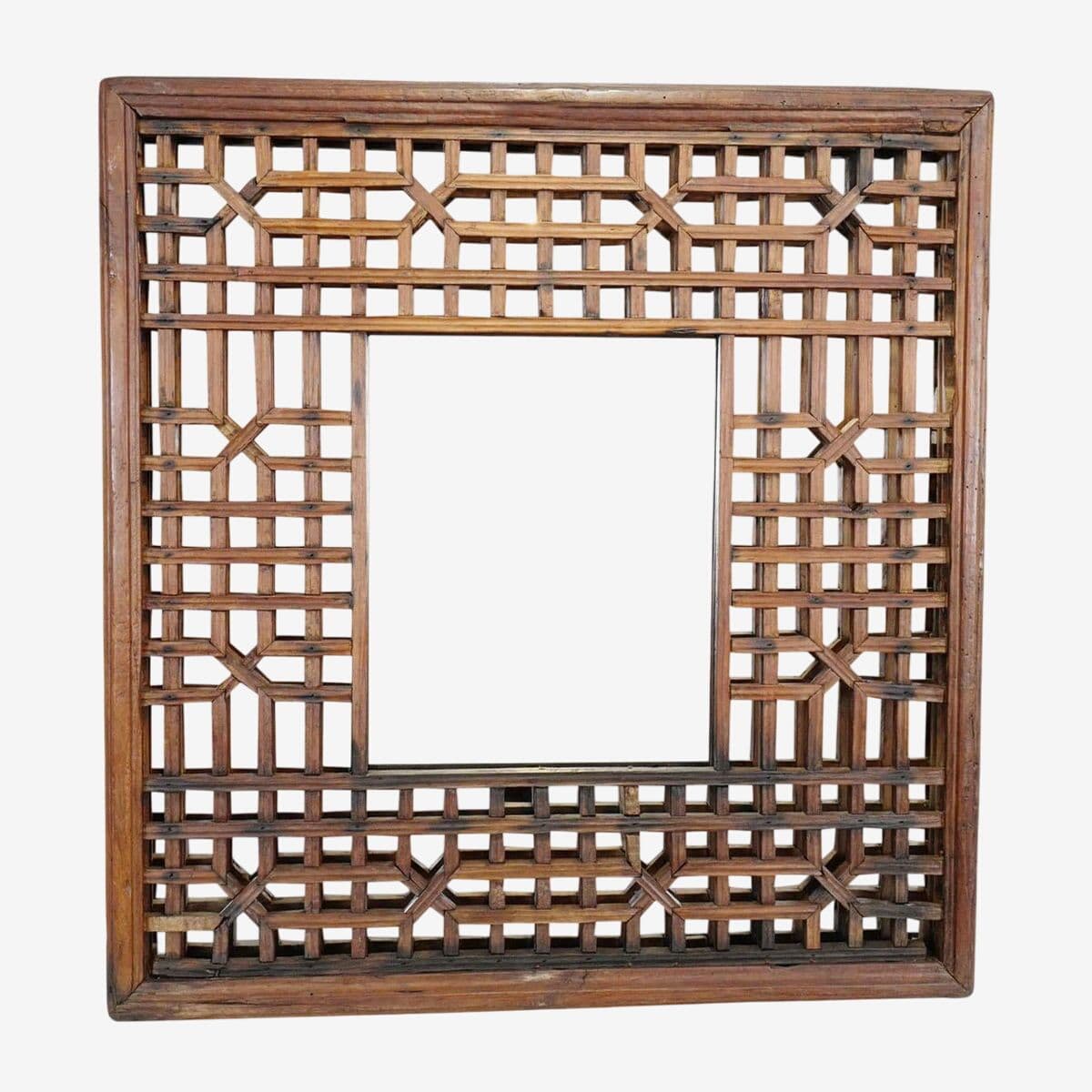 Old Lattice Work Window Mirror - Image 1