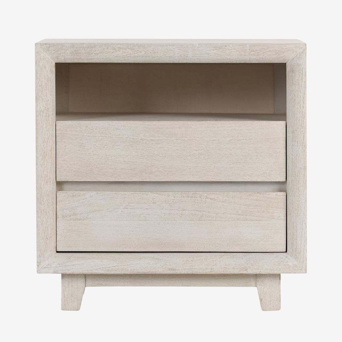 Naia White Wash Two-Drawer Nightstand - Image 1