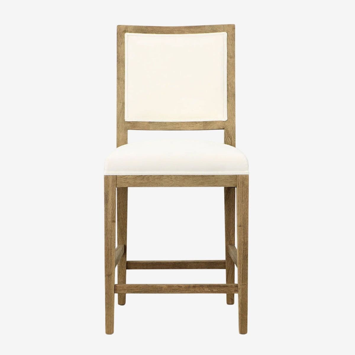 Oak Wood & White Cotton Counter Stool - Image 1