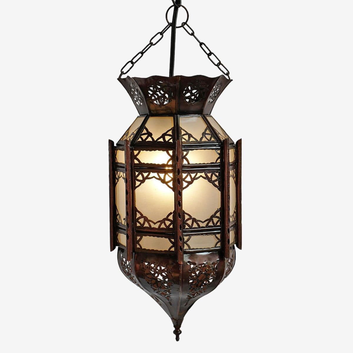 Small Moroccan Tin Frosted Lantern - Image 1