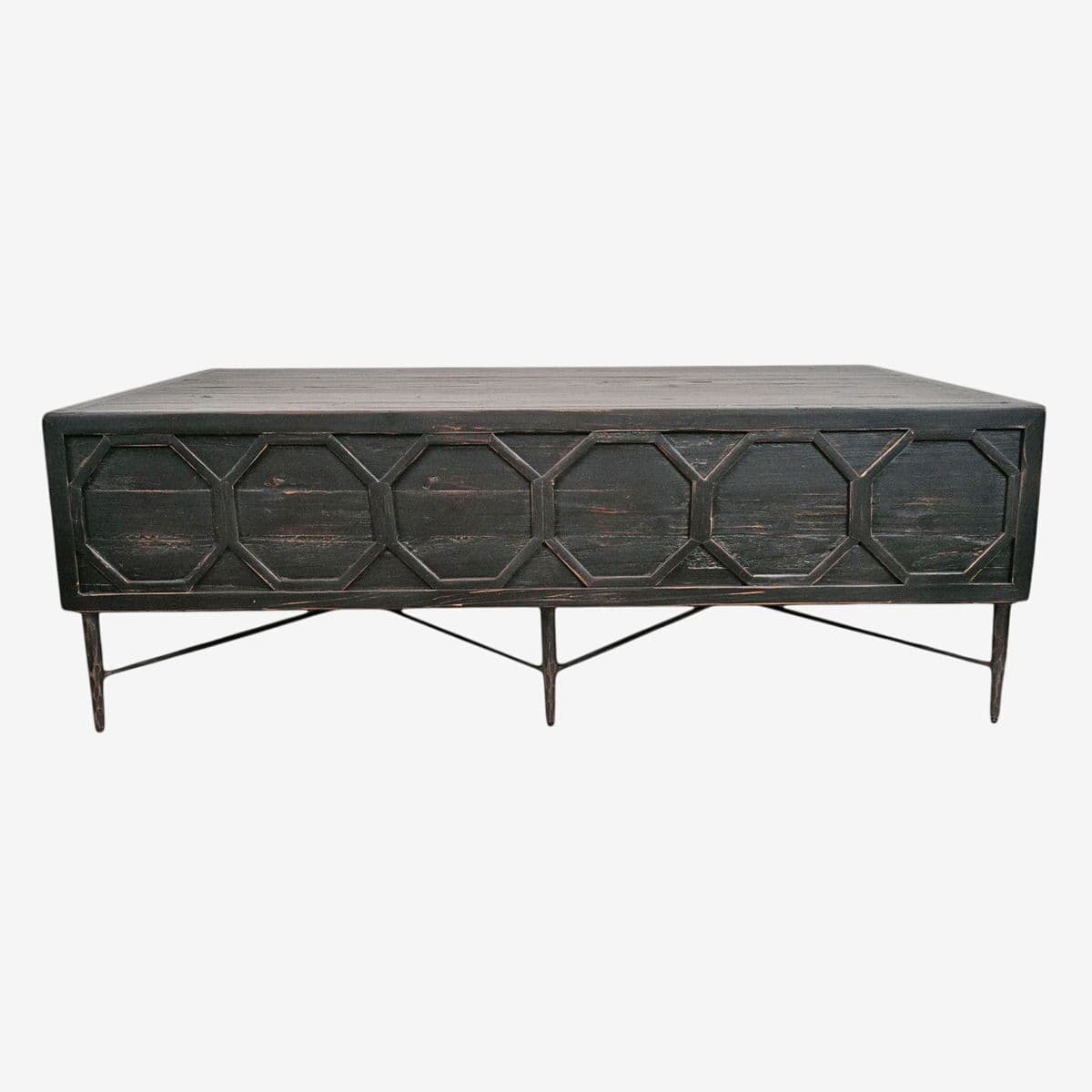 Rustic Black Hexagons Coffee Table - Image 1