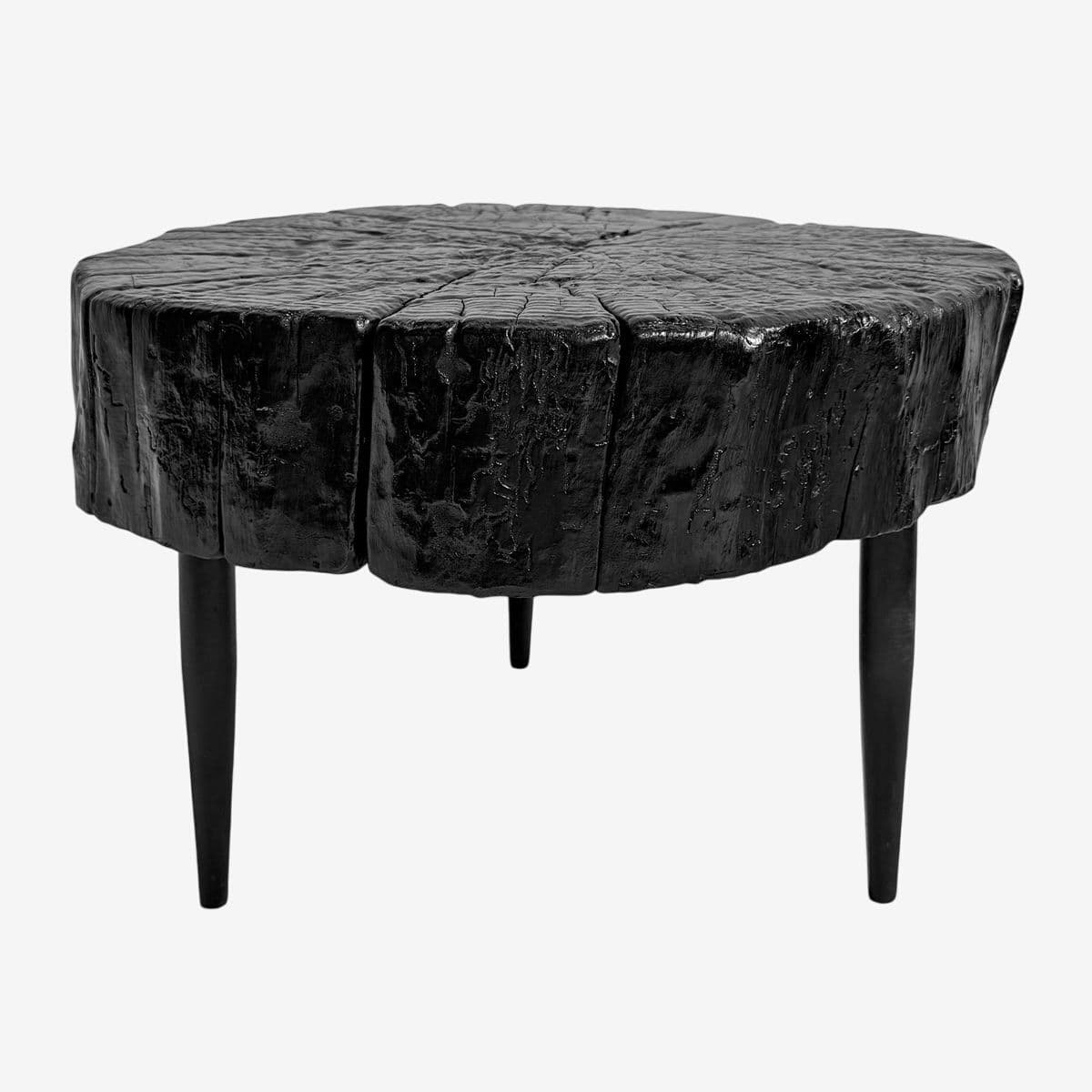 Black Burn Lacquer Stump Side Table - Image 1