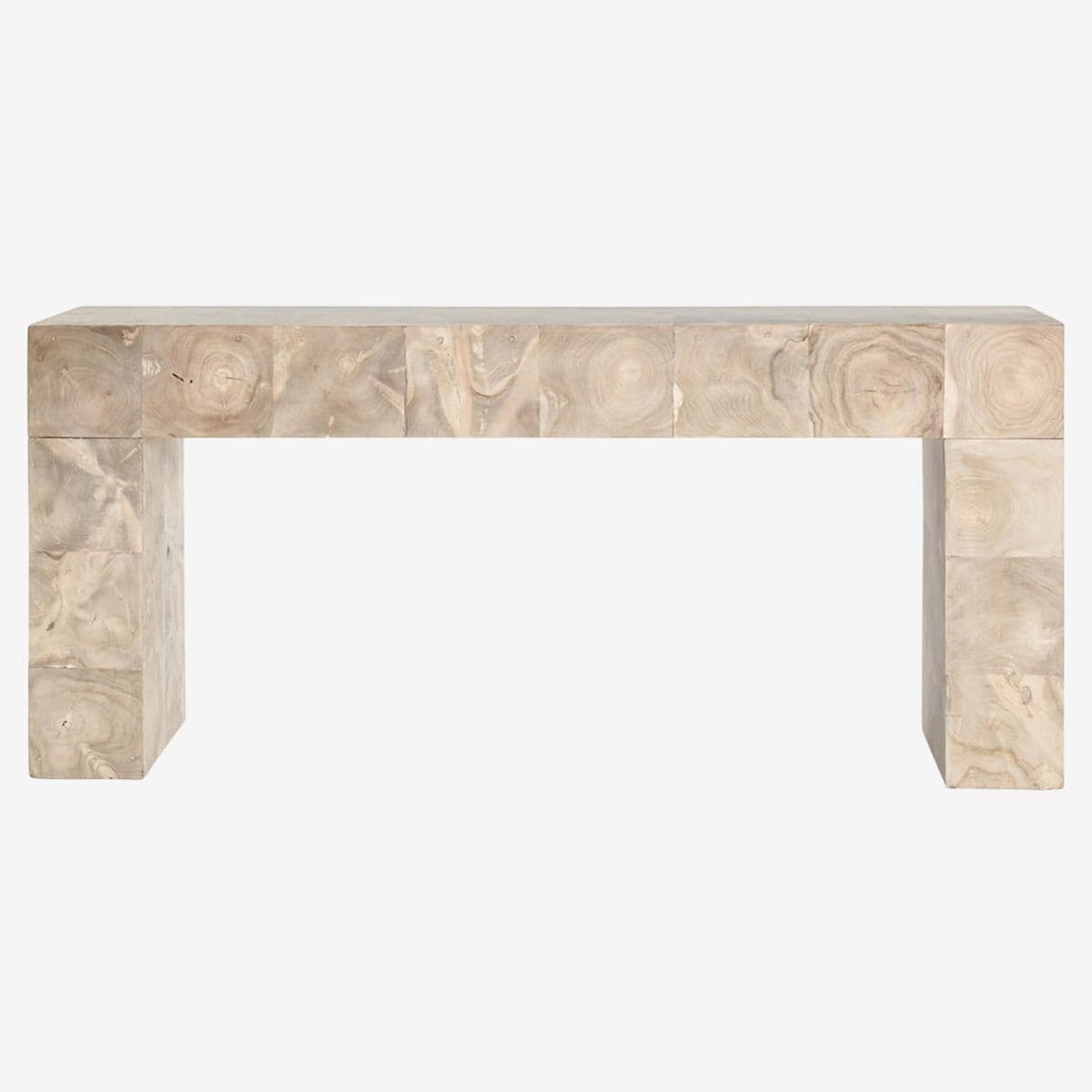 Modern Beige Teak Squares Console - Image 1