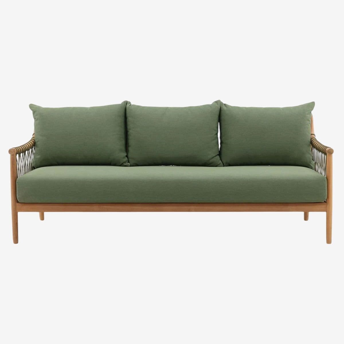 Outdoor Teak & Fern Green Sofa - Image 1
