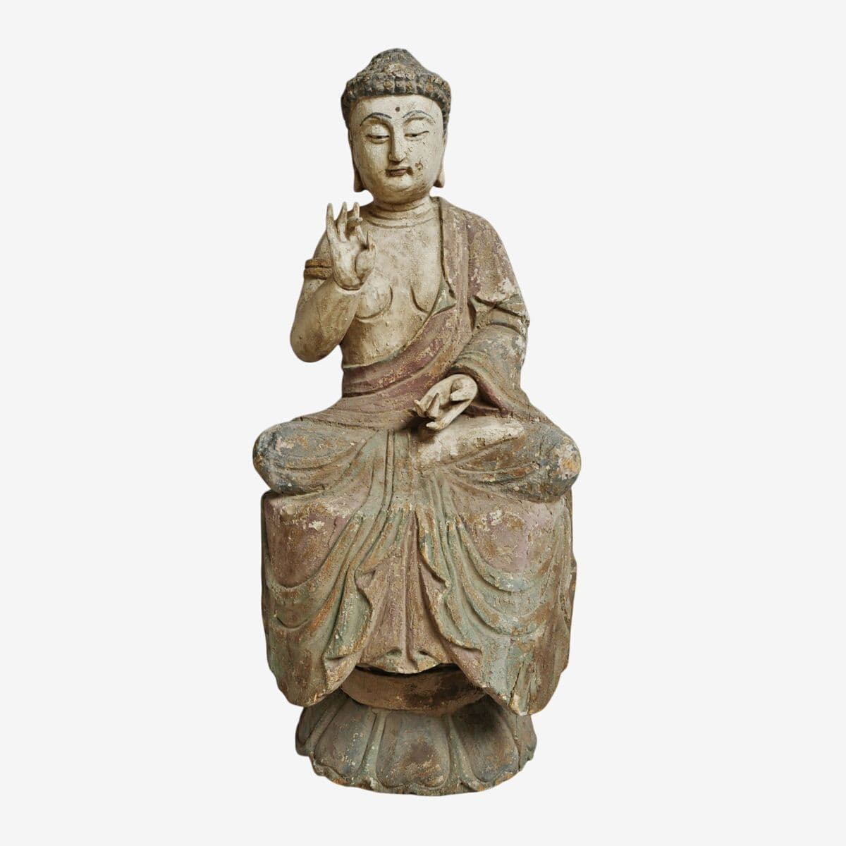 Old Chinese Wood Sitting Buddha - Image 1
