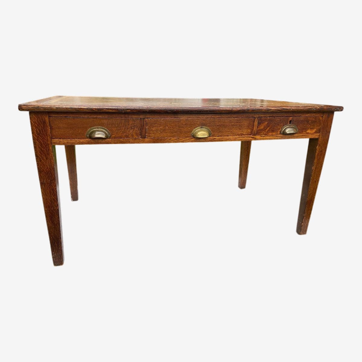 1930s Vintage English Oak Library Arts and Crafts Table Desk - Image 1