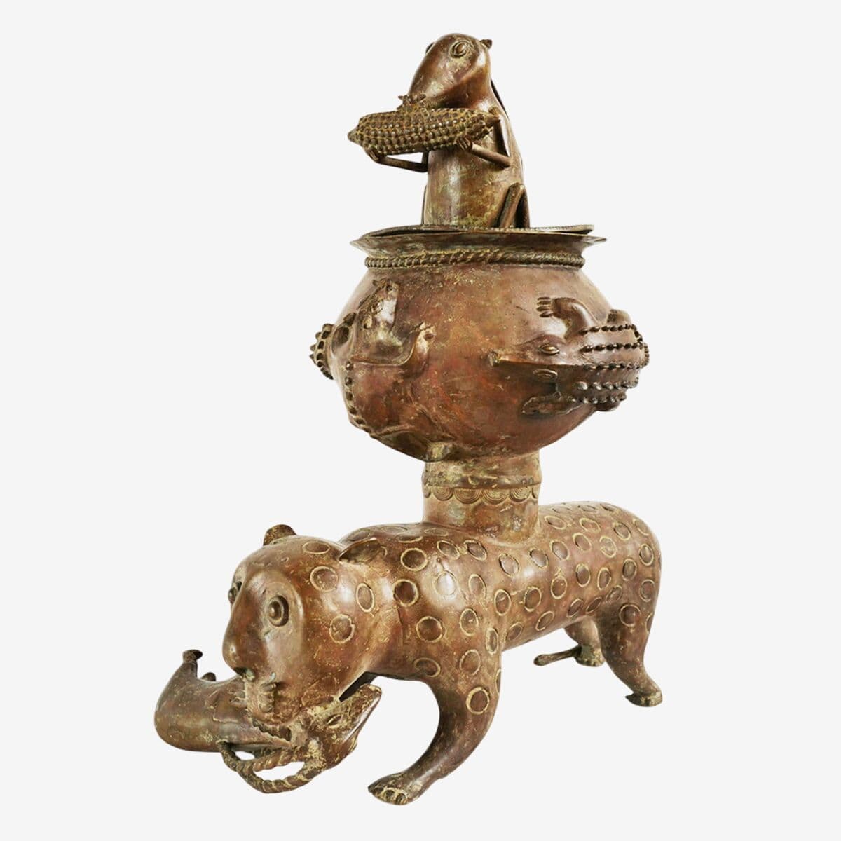 Antique Ashanti Bronze Animal Vessel - Image 1