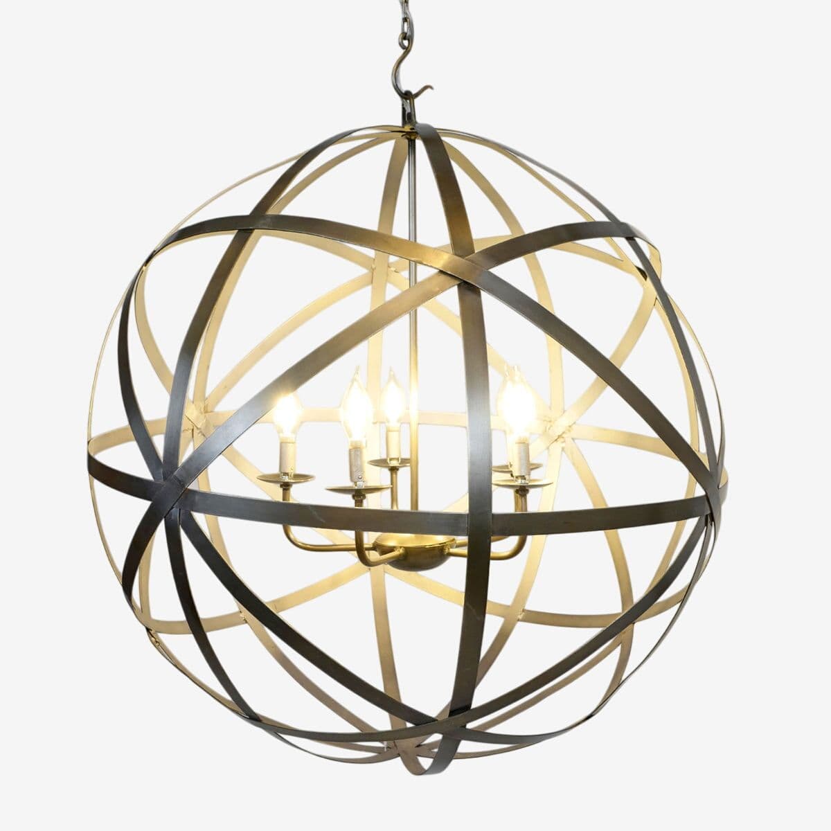 Vintage Iron Orb Strap Chandelier 30 - Image 1