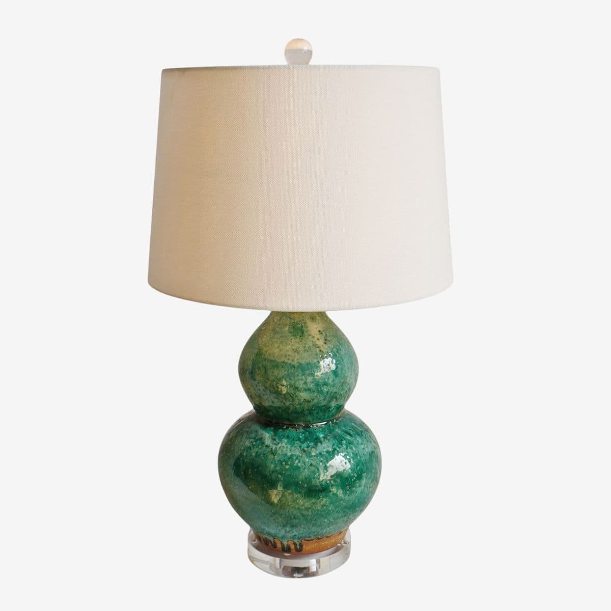 Turquoise Ceramic Gourd Table Lamp - Image 1