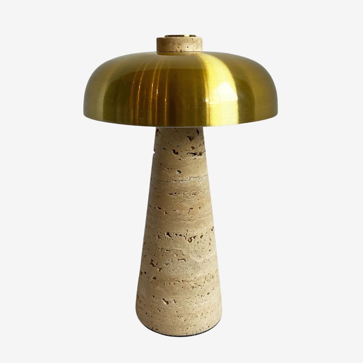 Porcini Travertine Brass Table Light - Image 1