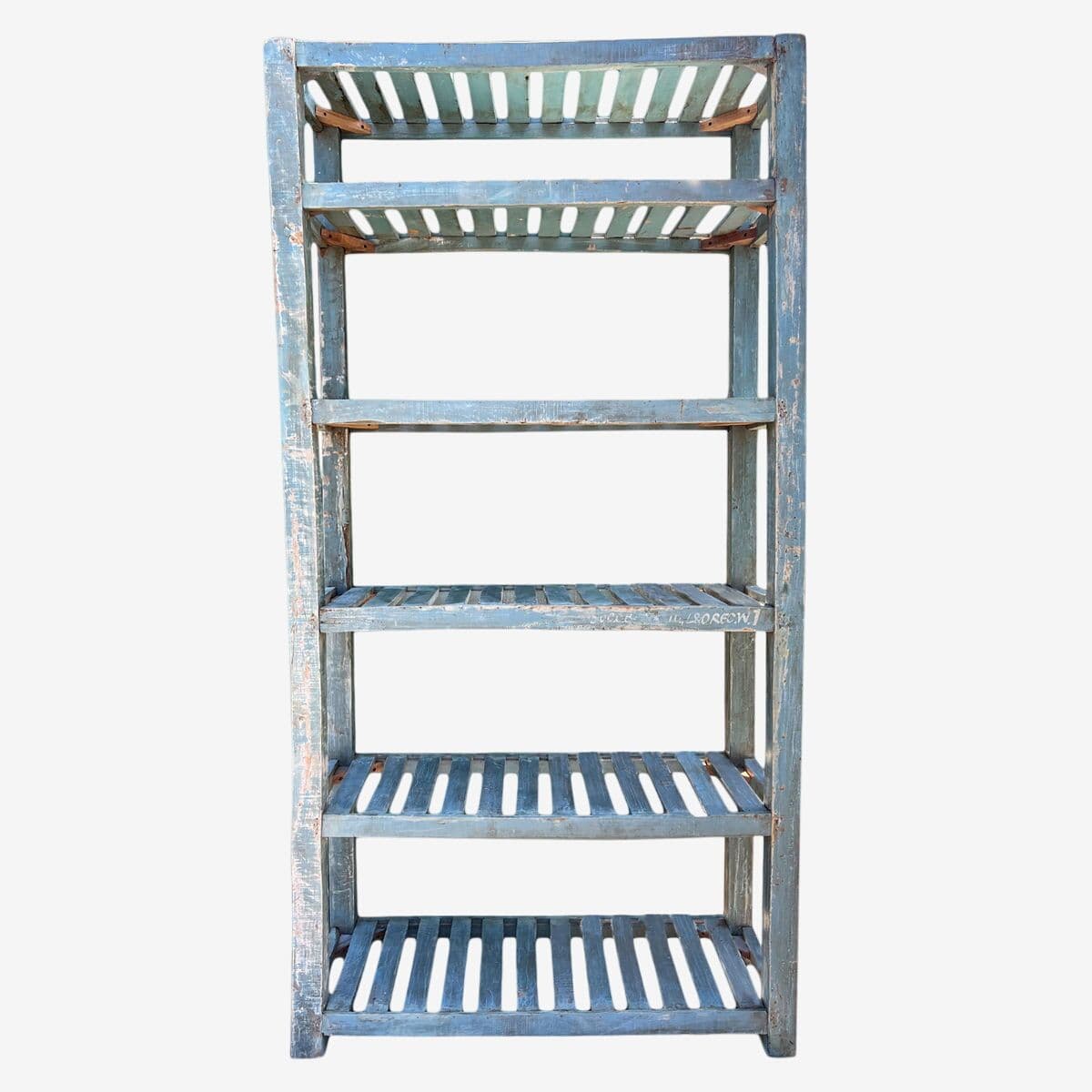 Vintage Tall Slatted Storage Shelf - Image 1
