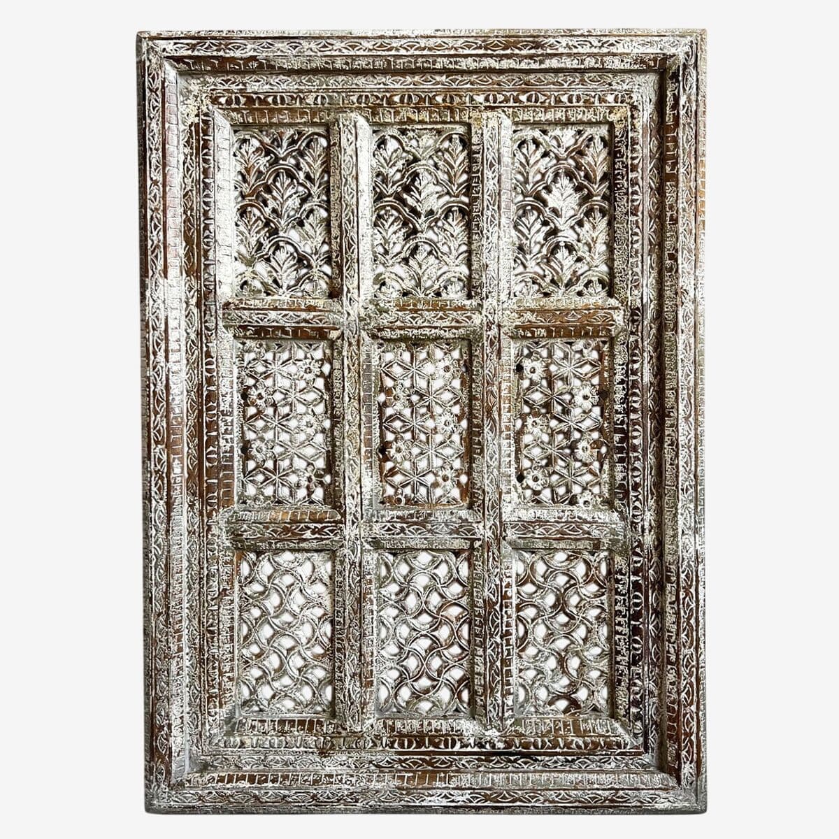 White Wash Carved Wood Panel - Image 1