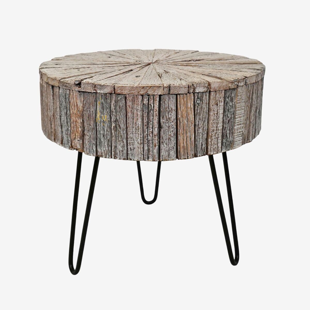 Salvaged White Wash Pinwheel Side Table - Image 1