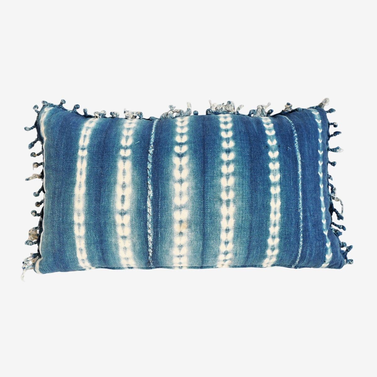 Vintage Indigo Mudcloth Lumbar Pillow - Image 1