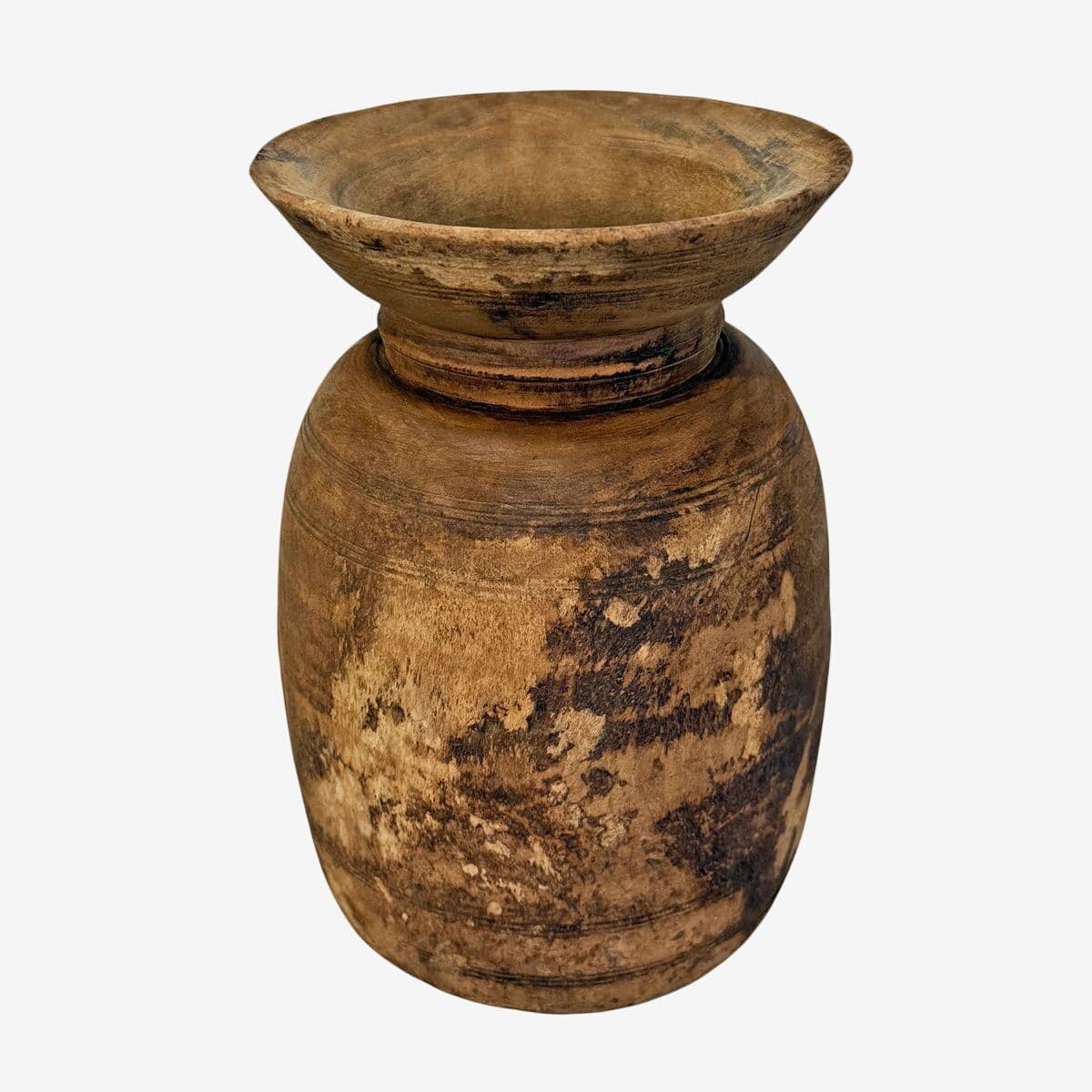 Vintage India Wood Water Pot - Image 1
