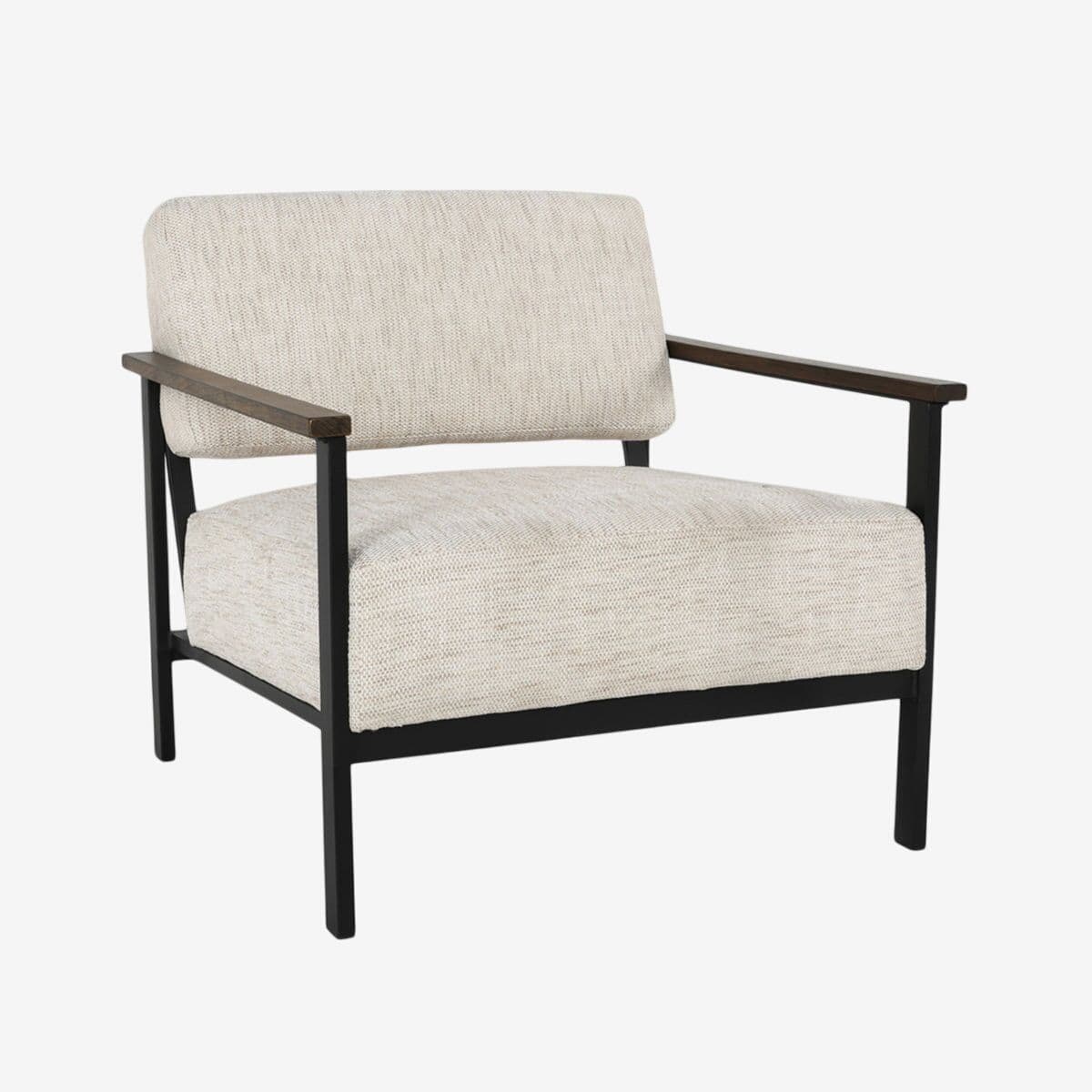 Wide Iron Oak  Linen Arm Chair - Image 1
