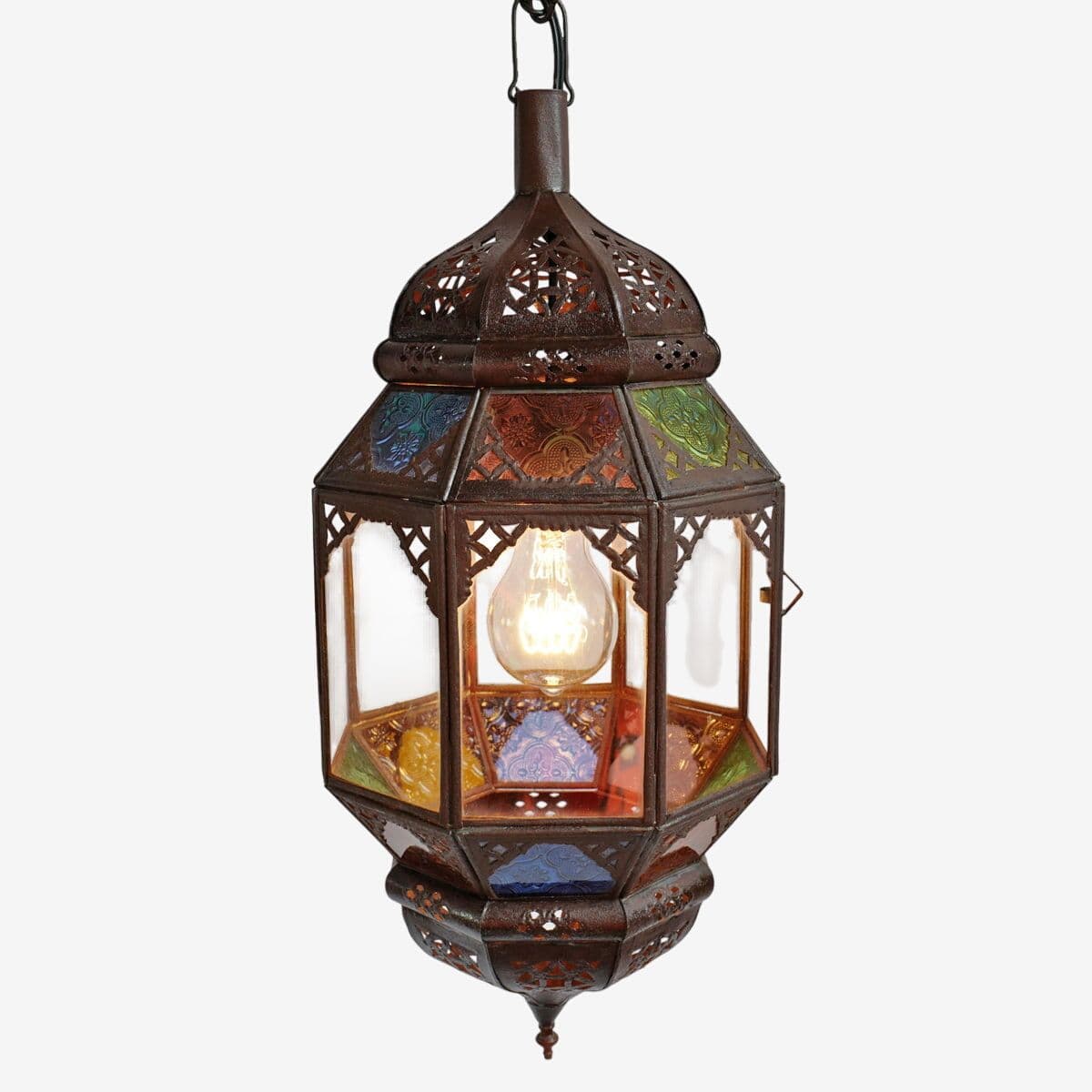 Multi Color Glass Moroccan Lantern - Image 1