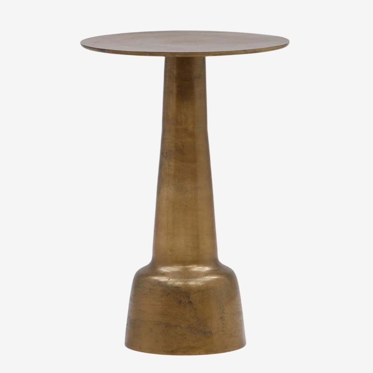 Brass Finish Pedestal Side Table - Image 1