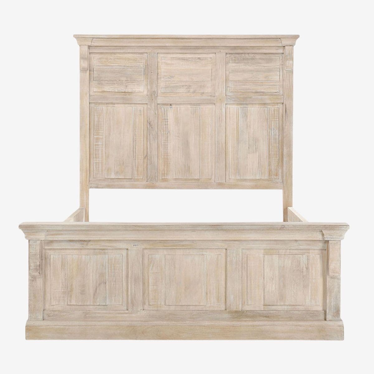 Washed White Wood Panel King Bed - Image 1