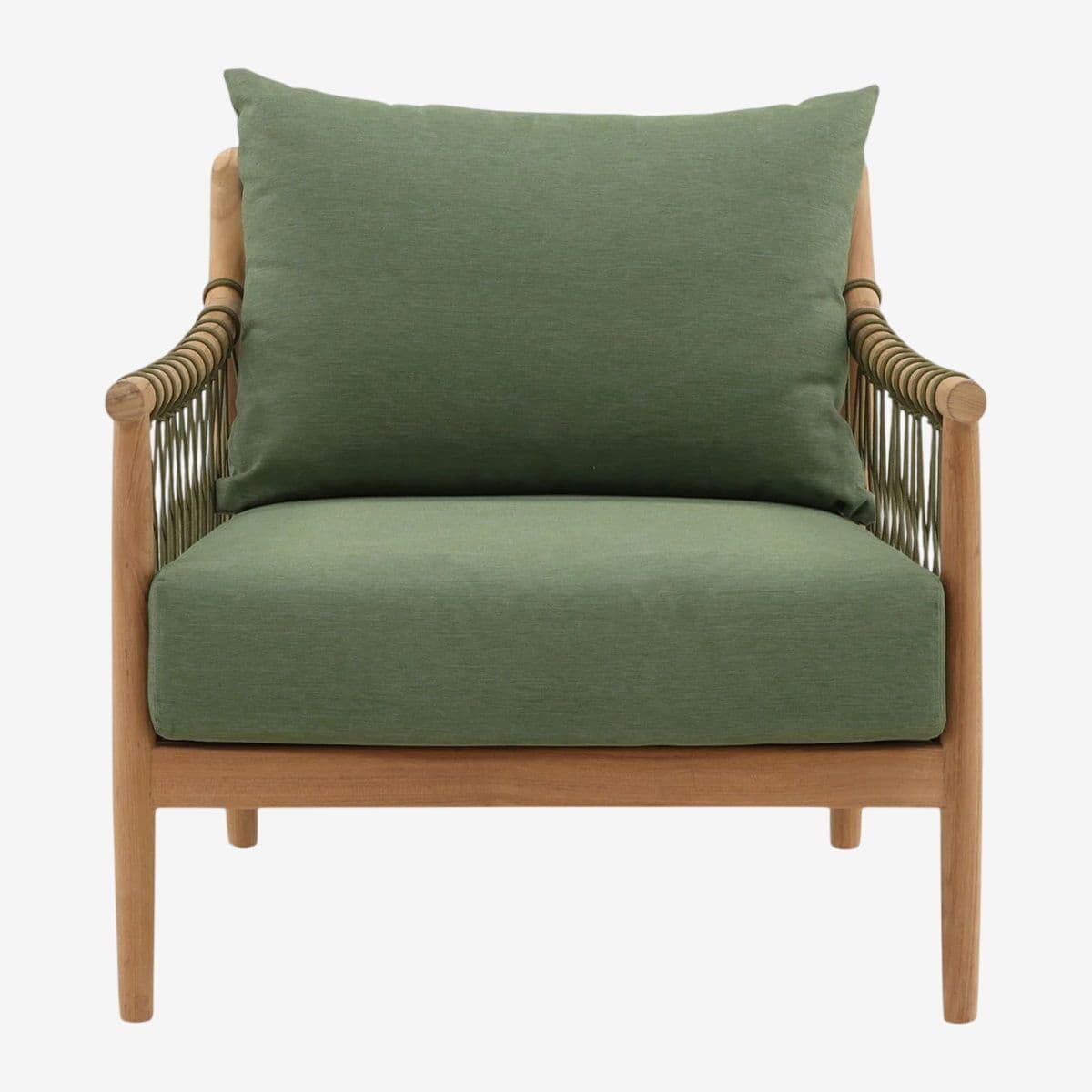 Outdoor Teak & Fern Green Arm Chair - Image 1