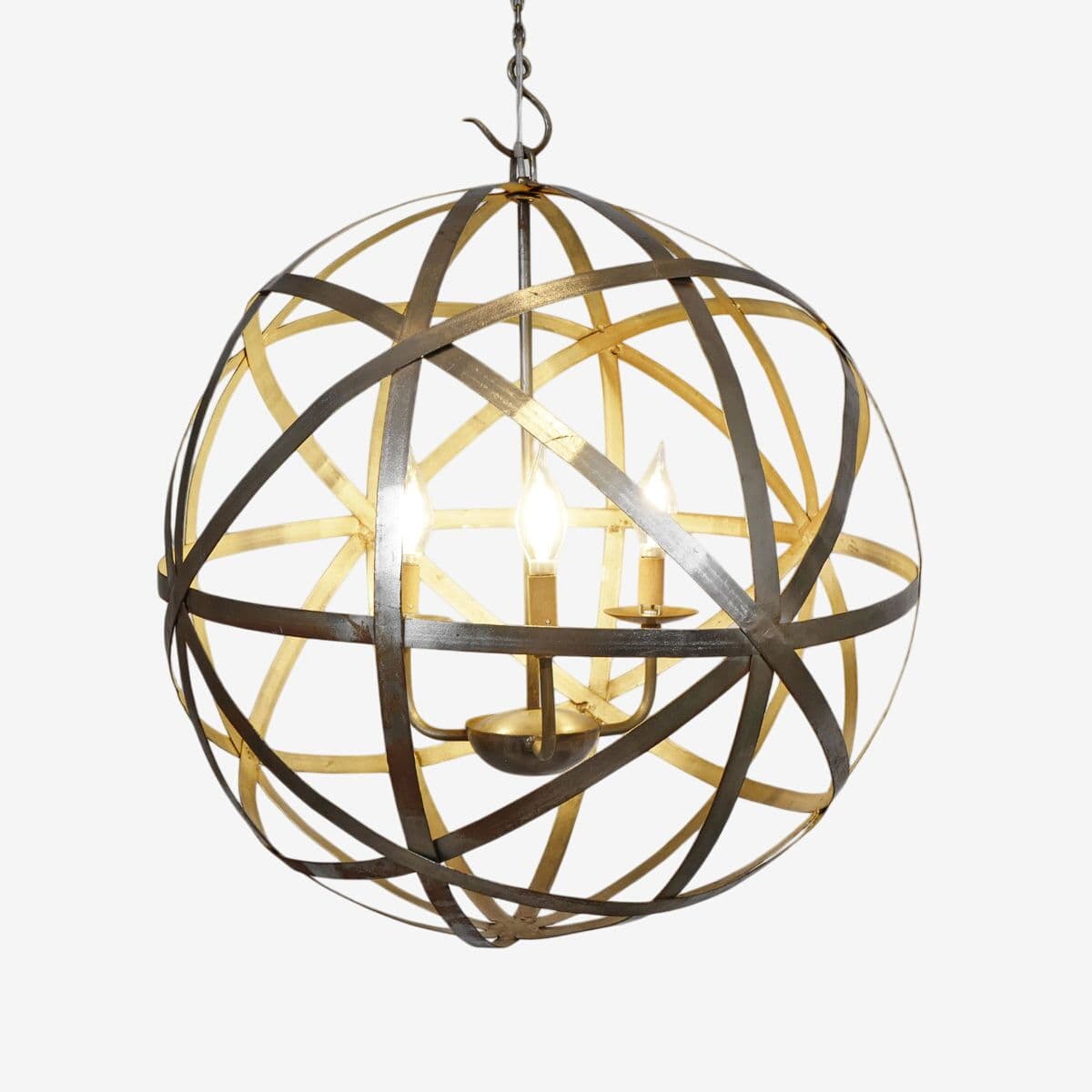 Vintage Iron Orb Strap Chandelier 22 - Image 1