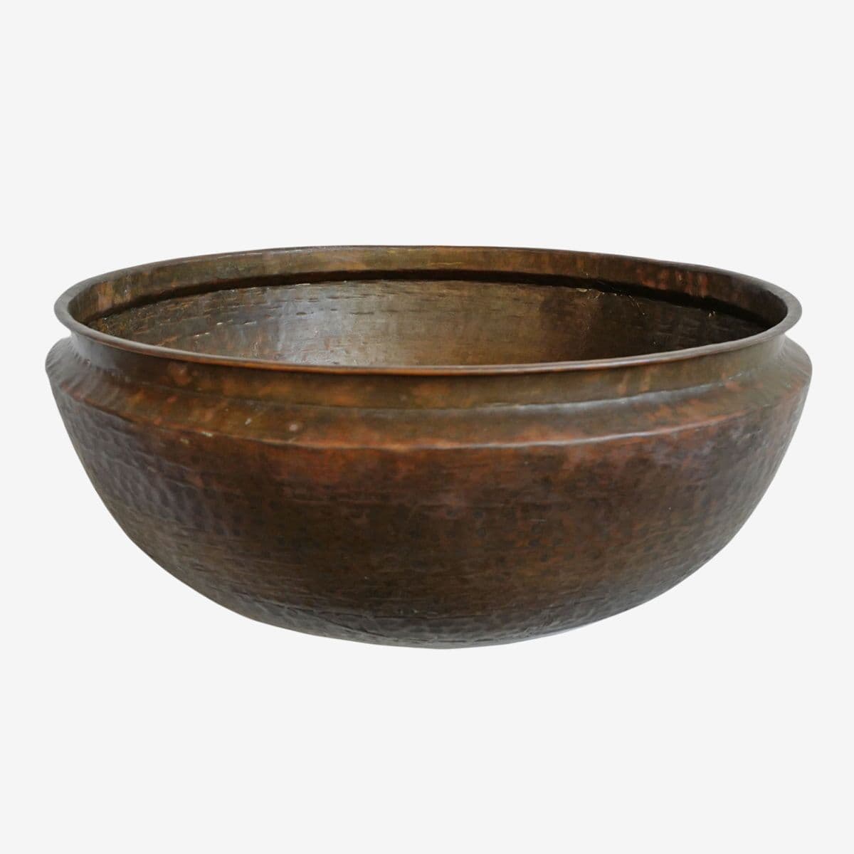 Large Old Hammered Bronze Bowl India - Image 1