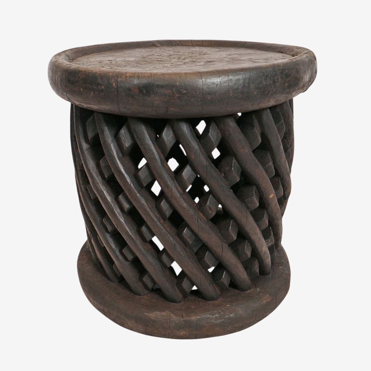 Vintage Basket Weave Bamileke Table - Image 1