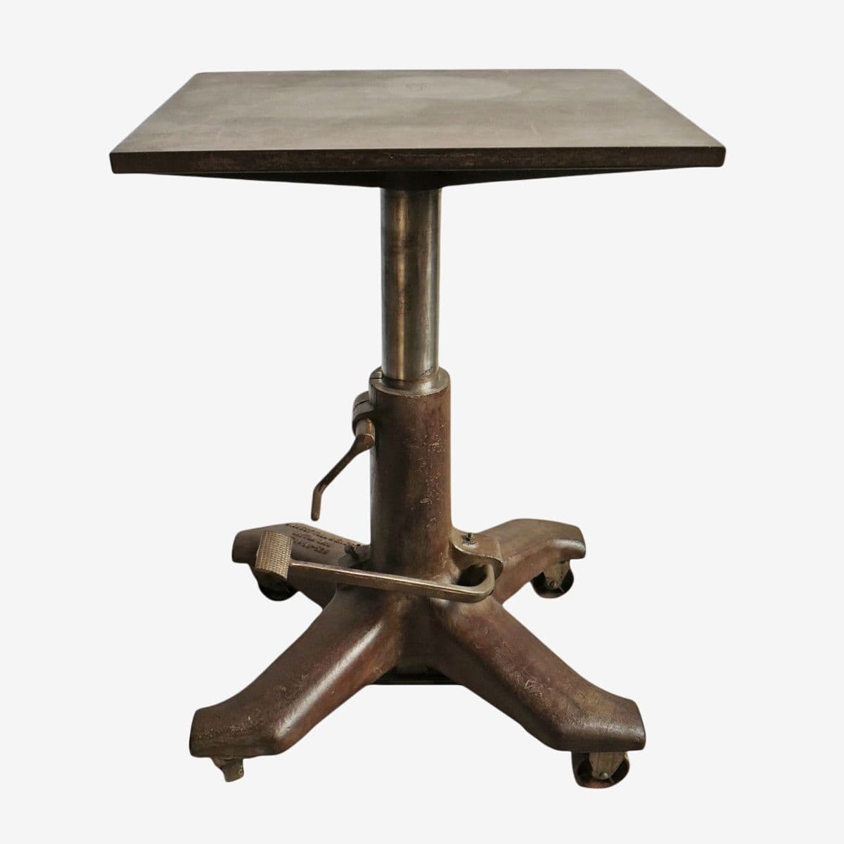 Vintage Industrial Iron Adjustable Bar Table - Image 1